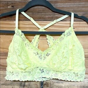 Aerie size XL Vibrate Yellow Lace Super Soft & Stretchy Razor Back Bralette